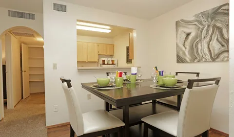 Silverado Apartments interior dining area with kitchen counter