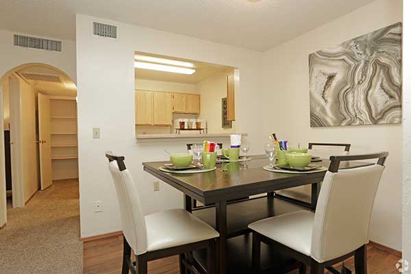 silverado apartment interior dining area and kitchen countertop